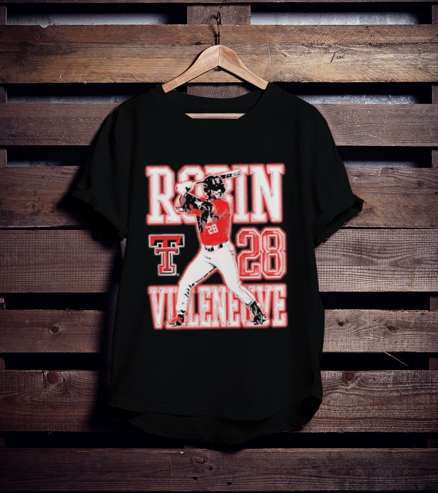 Robin Villeneuve Texas Tech Red Raiders 28 Baseball NCAA Swing T-Shirt