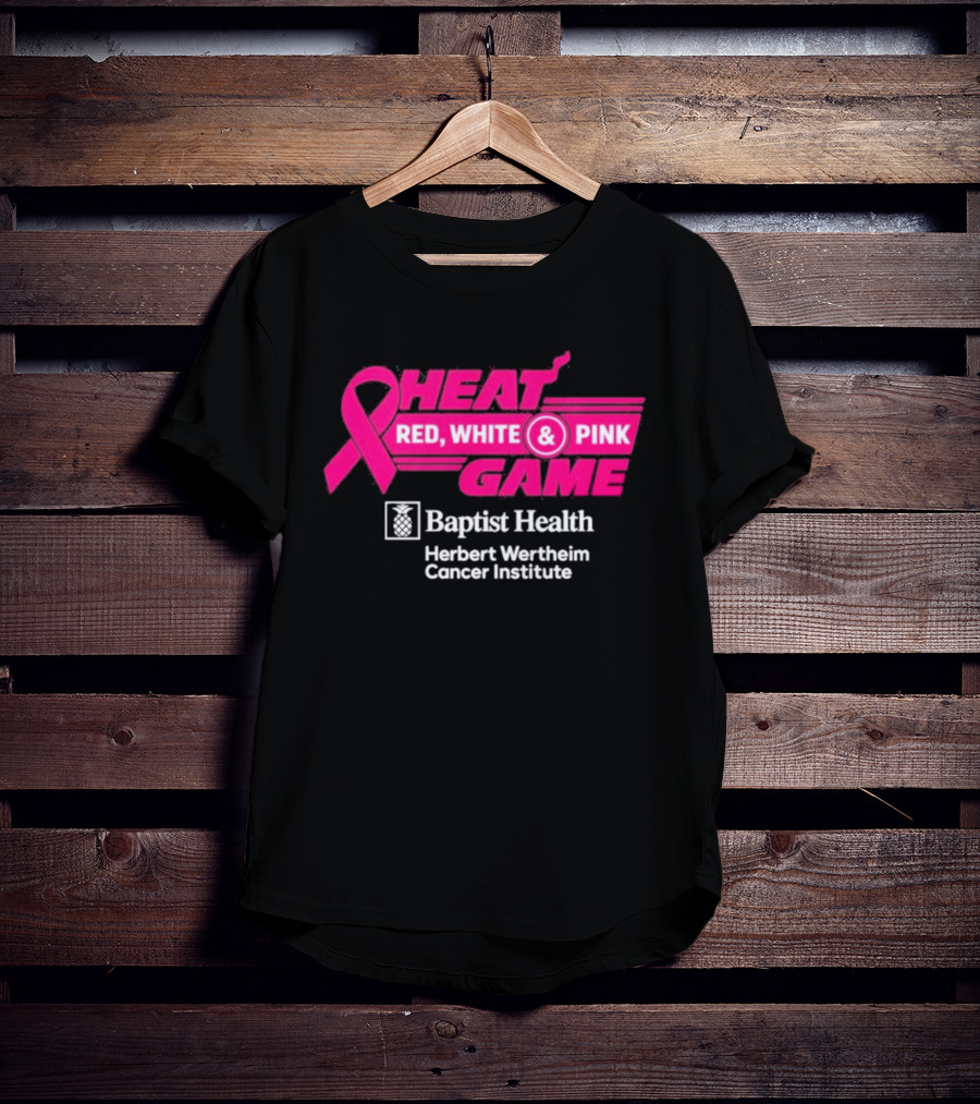 Breast Cancer Awareness Heat Game Red White Pink Baptist Health Herbert Wertheim T-Shirt