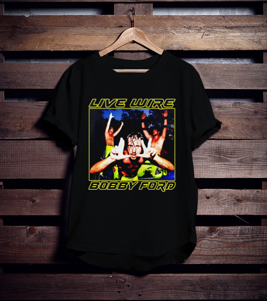 Live Wire Bobby Ford Wrestling Trio Action Pose T-Shirt