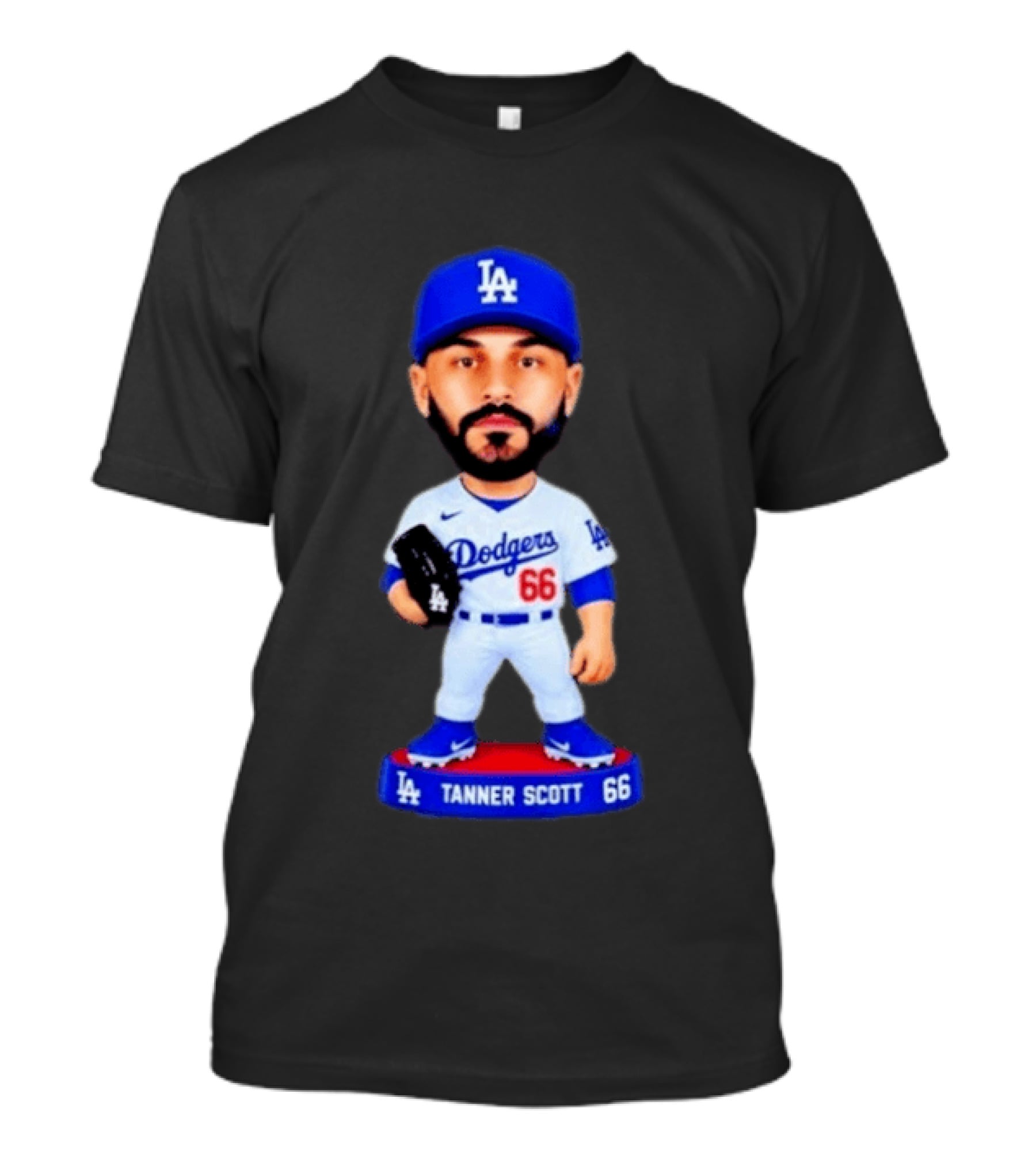 Tanner Scott Los Angeles Dodgers Number 66 Bobblehead Collectible T-Shirt