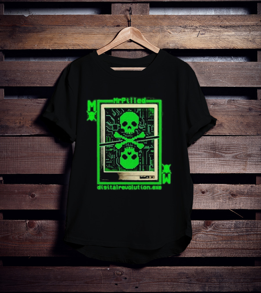 MrPilled DigitalRevolution.exe Hacker Cyber Circuitry Skull T-Shirt