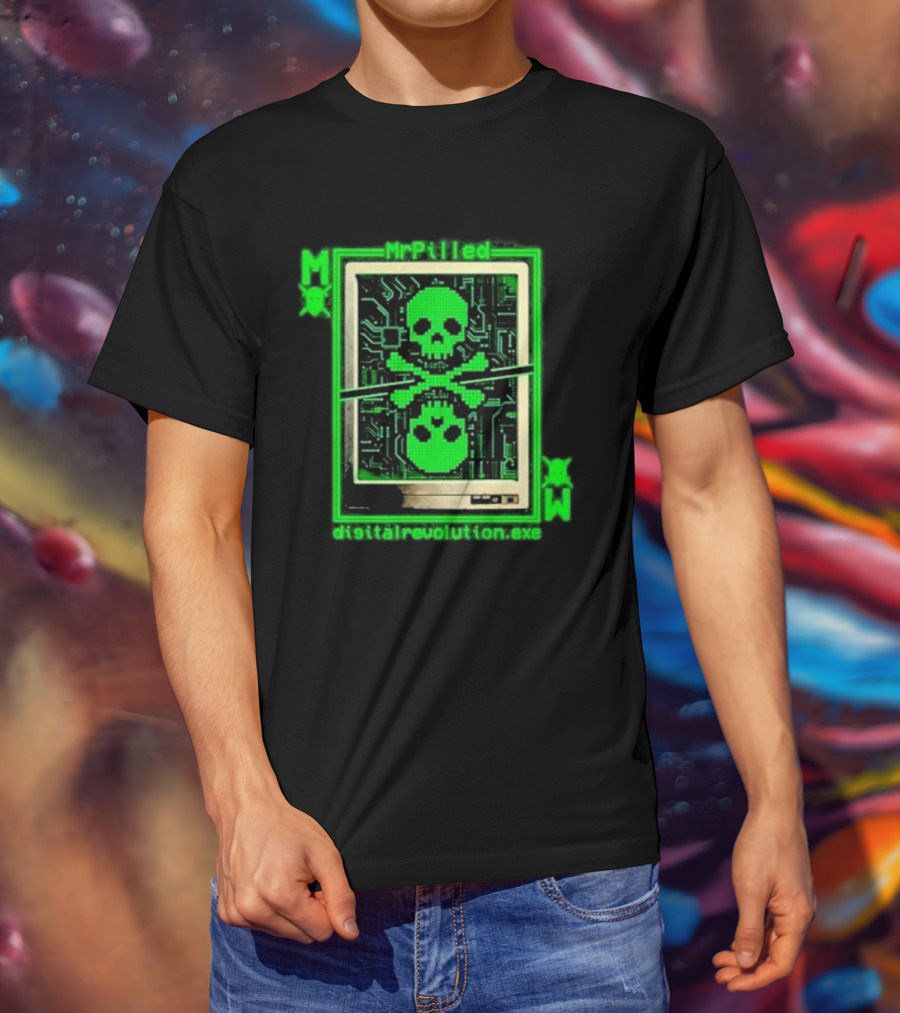 MrPilled DigitalRevolution.exe Hacker Cyber Circuitry Skull T-Shirt
