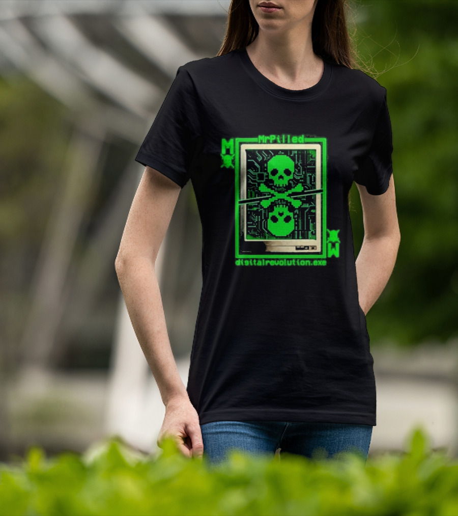 MrPilled DigitalRevolution.exe Hacker Cyber Circuitry Skull T-Shirt