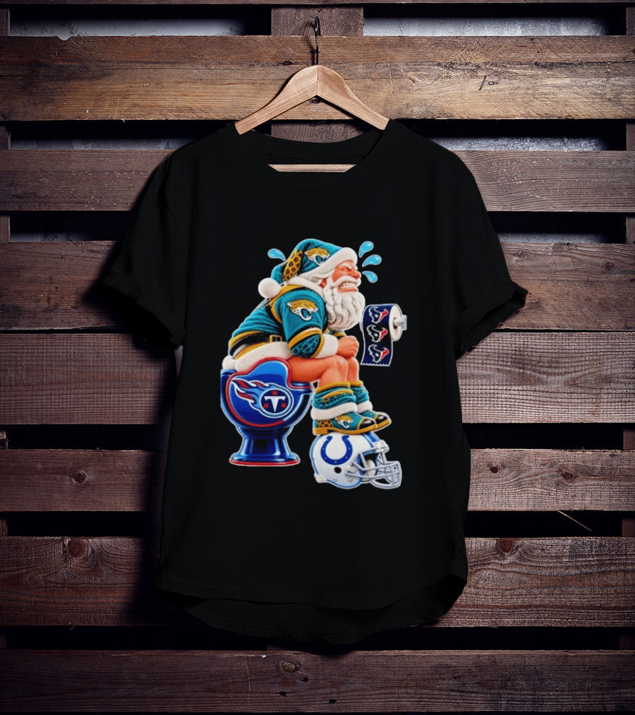 Tennessee Titans Indianapolis Colts Houston Texans Jacksonville Jaguars Santa Christmas Football T-Shirt