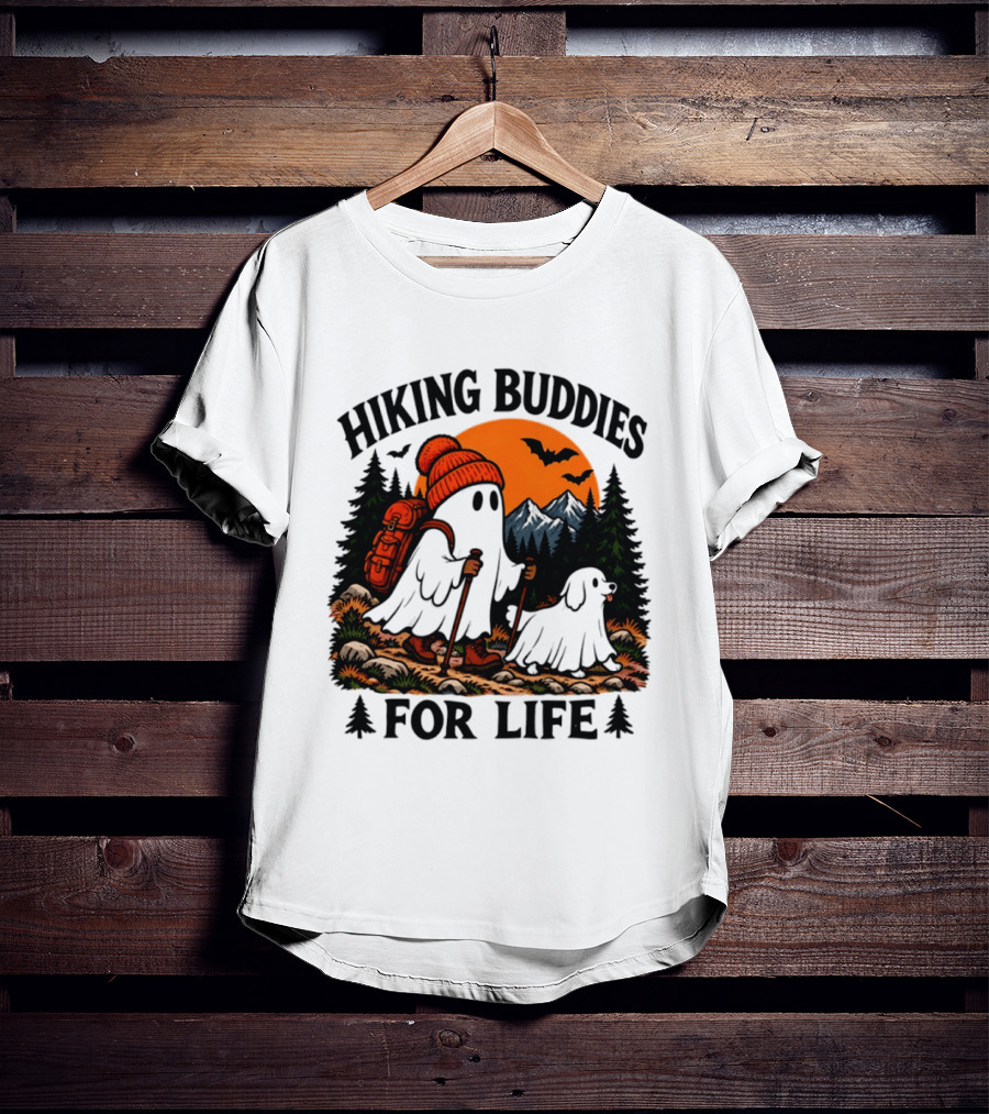 Hiking Buddies For Life Ghost And Dog Halloween Adventure T-Shirt