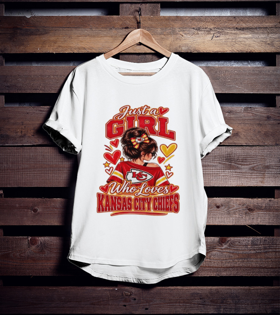 Just A Girl Who Loves Kansas City Chiefs KC Fan Heart Stars T-Shirt