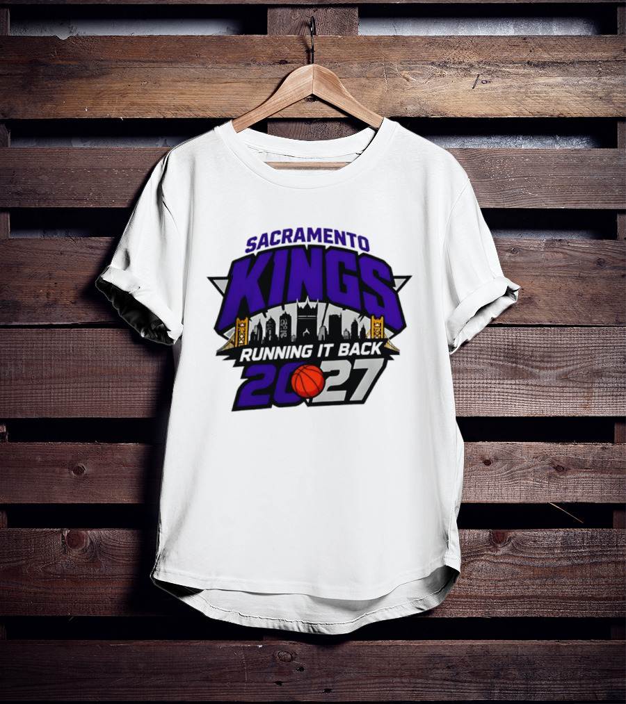 Sacramento Kings 2027 Running It Back Skyline Basketball T-Shirt