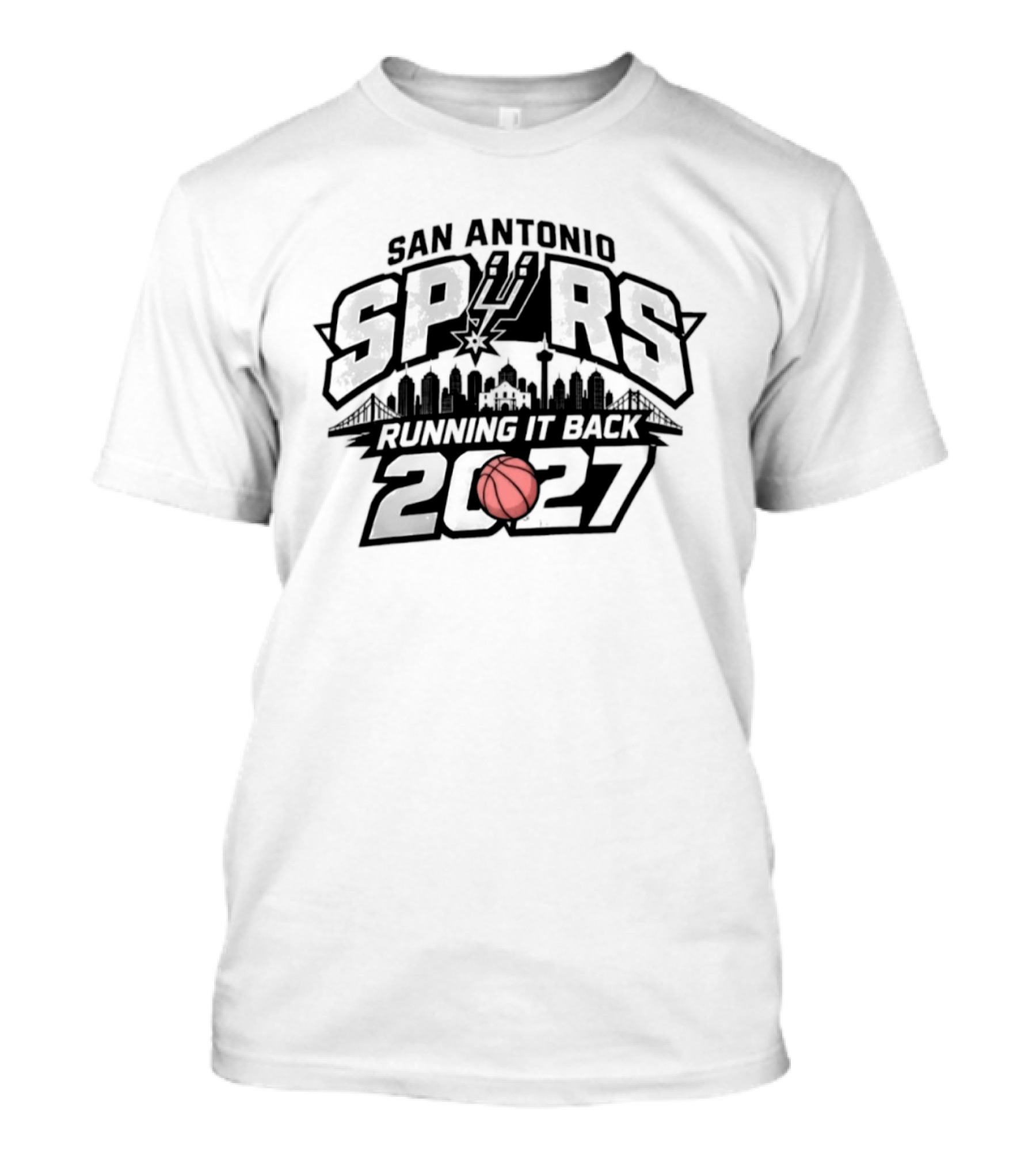 San Antonio Spurs Running It Back 2027 Skyline Basketball T-Shirt