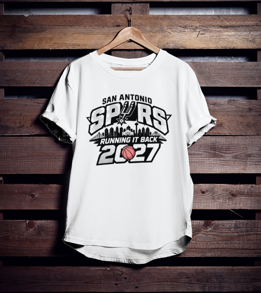 San Antonio Spurs Running It Back 2027 Skyline Basketball T-Shirt