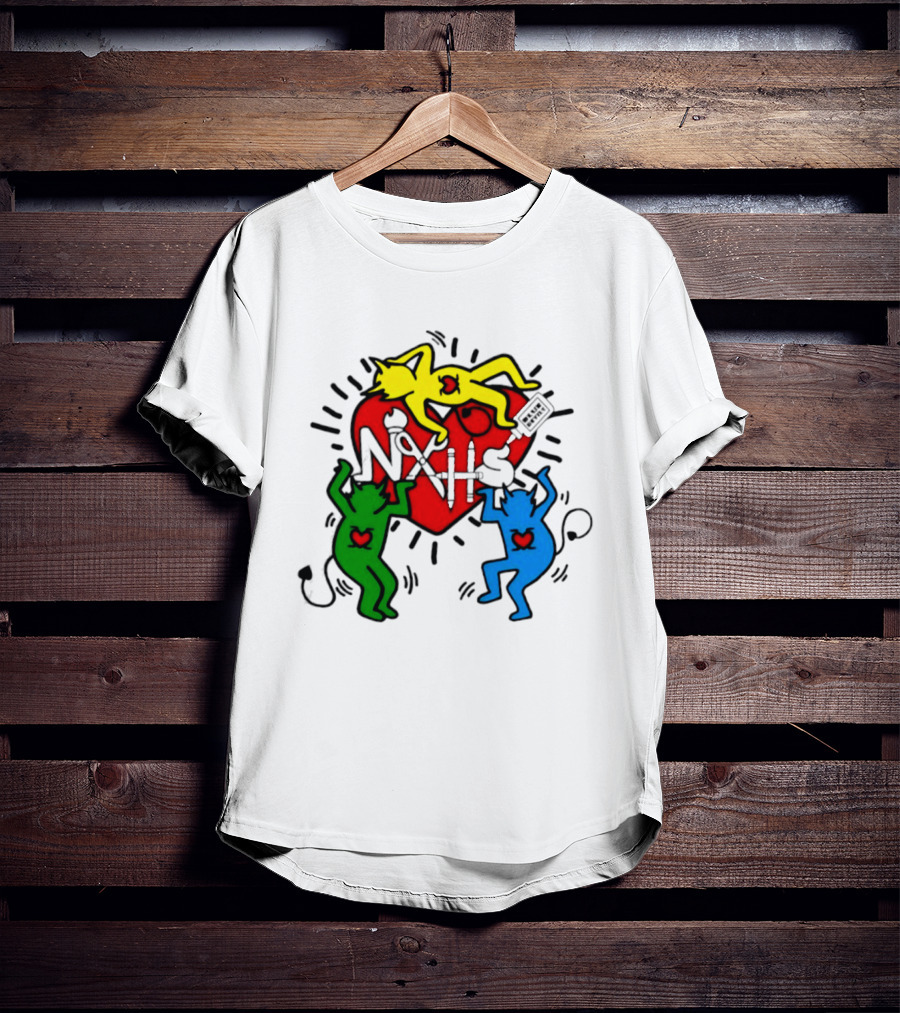 NAHS Blue Devils Keith Haring Heart Colorful Dancing Figures T-Shirt