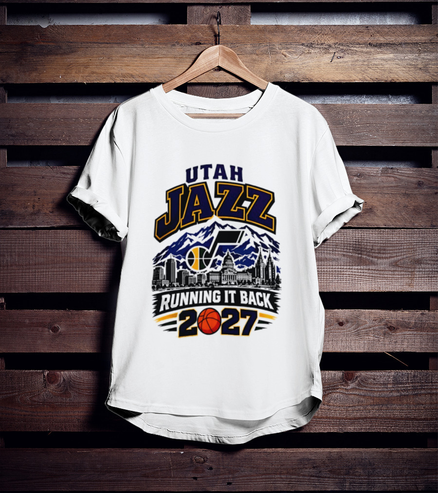 Utah Jazz Basketball Running It Back 2027 Skyline T-Shirt