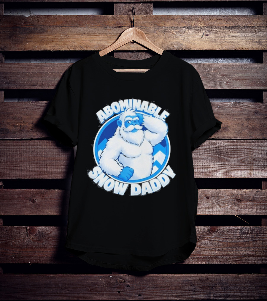 Abominable Snow Daddy Yeti Bigfoot Sasquatch Ice Blue Circle T-Shirt