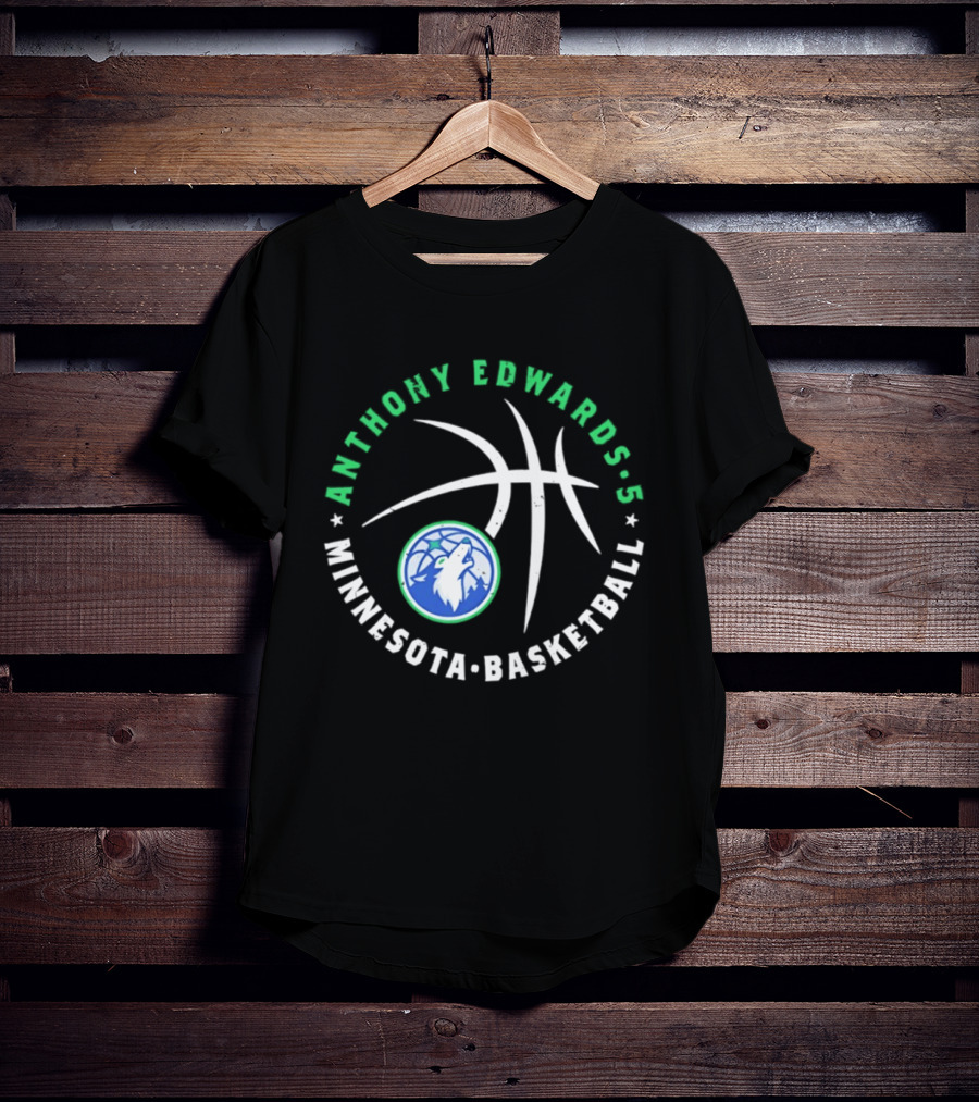 Anthony Edwards Minnesota Basketball Timberwolves Player Ball T-Shirt