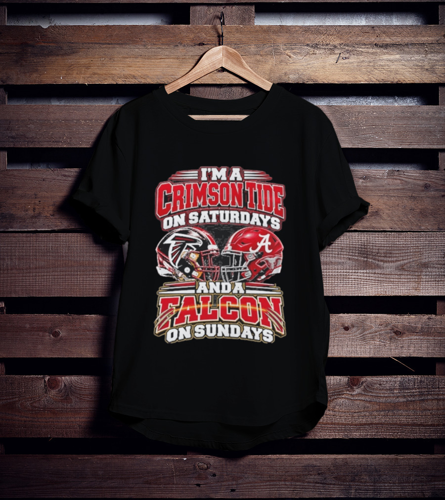 I'm A Crimson Tide On Saturdays And A Falcon On Sundays Helmet T-Shirt