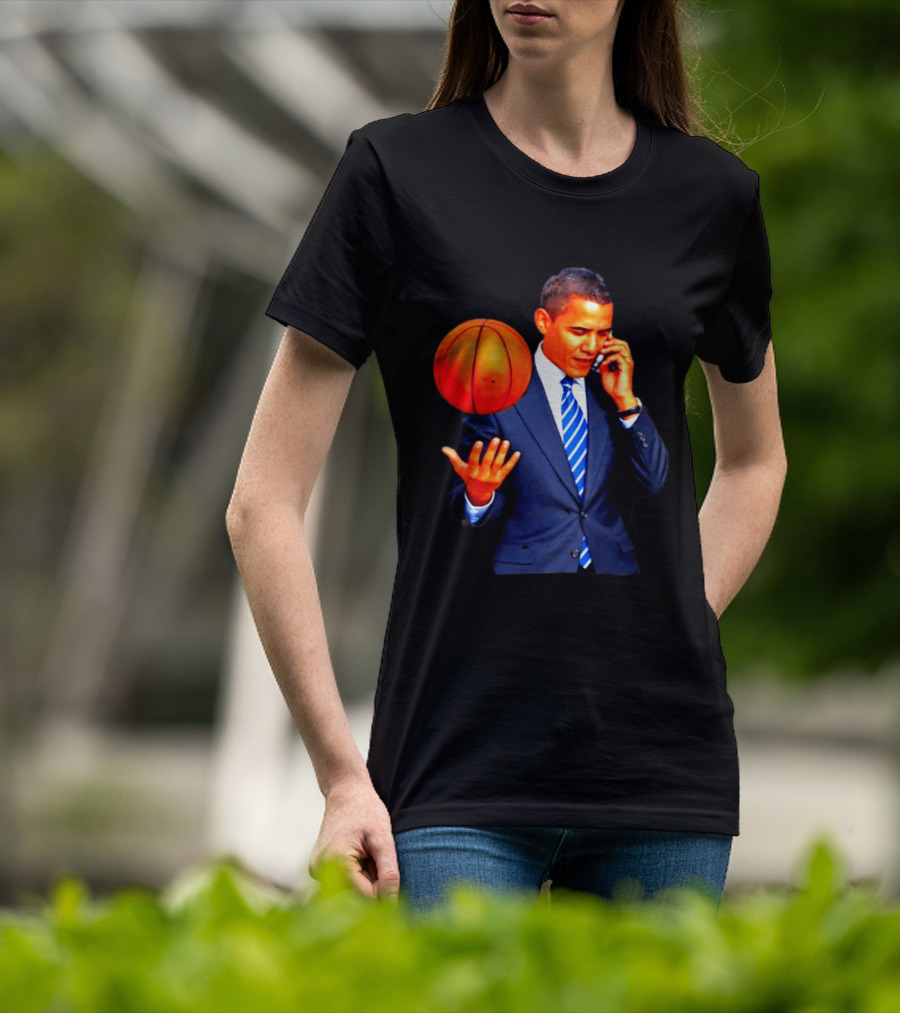 Barack Obama Basketball Phone Call In Suit And Tie T-Shirt