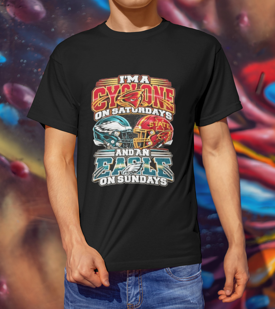 I'm A Cyclone On Saturdays And A Eagle On Sundays Helmet Fan Gear T-Shirt