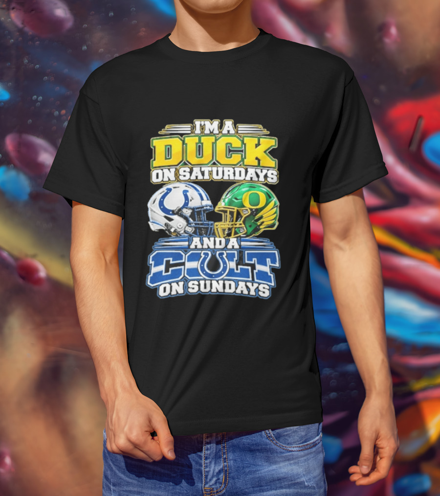 I'm A Duck On Saturdays And A Colt On Sundays Helmet Clash T-Shirt