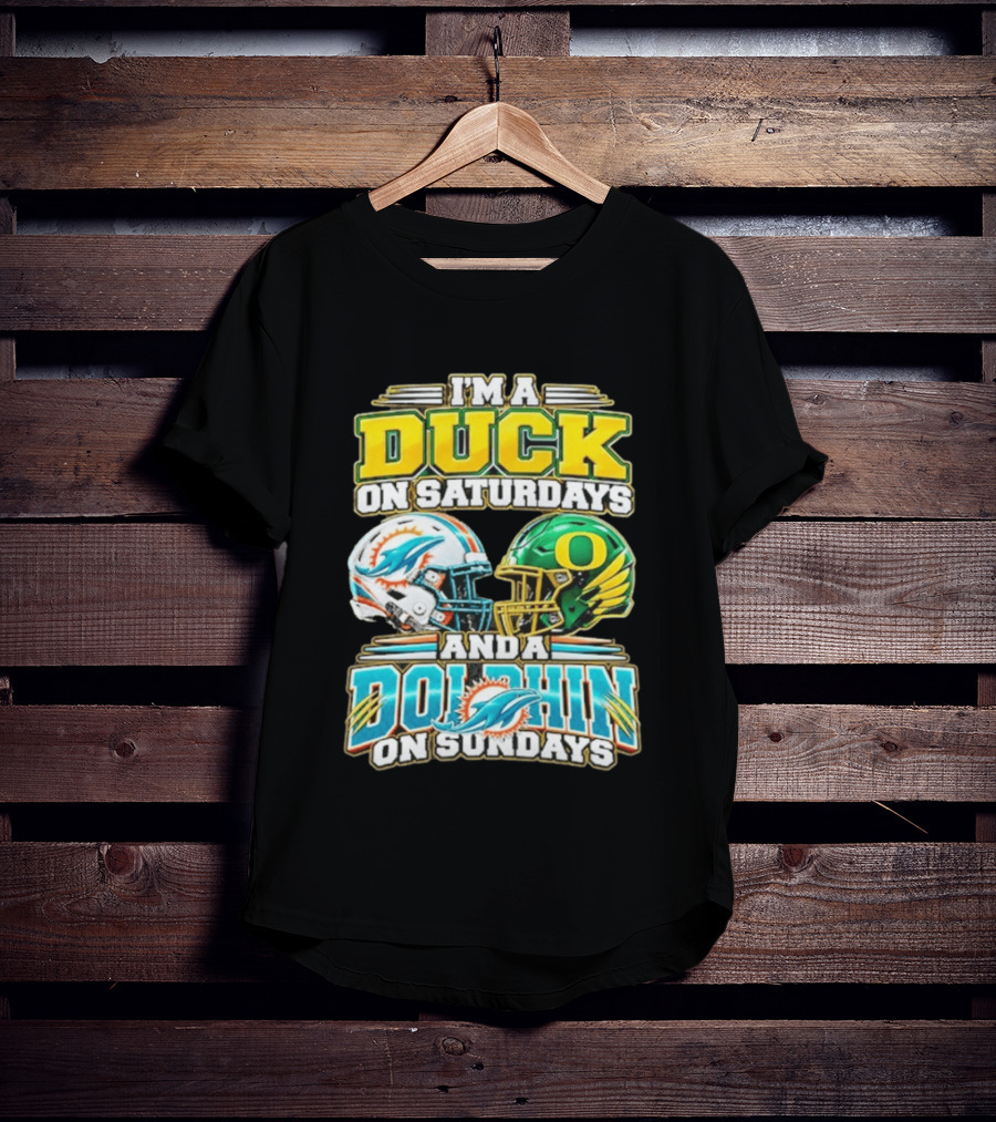 I'm A Duck On Saturdays And A Dolphin On Sundays Football Helmets T-Shirt