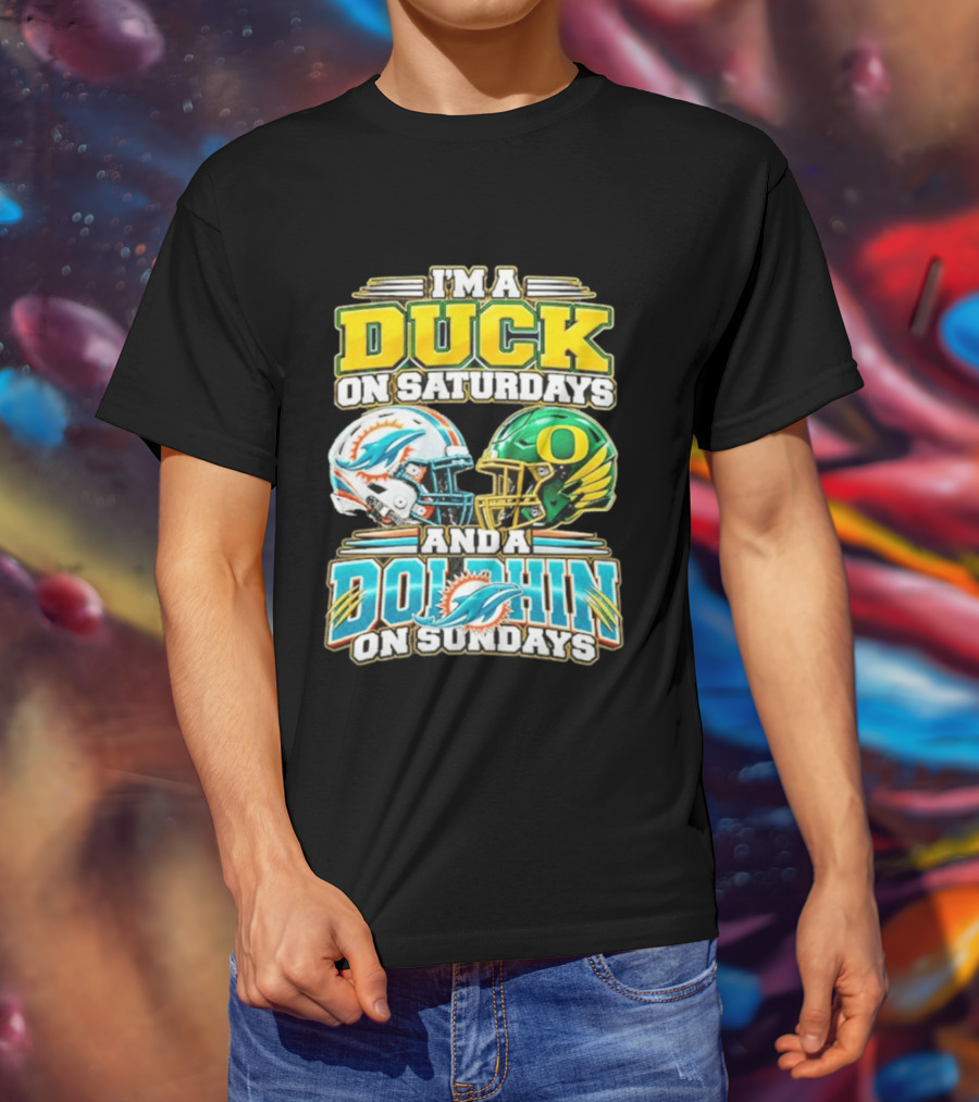 I'm A Duck On Saturdays And A Dolphin On Sundays Football Helmets T-Shirt