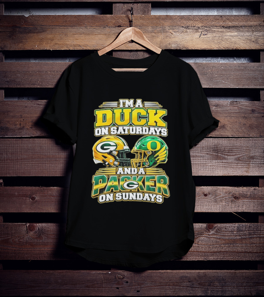 I'm A Duck On Saturdays And A Packer On Sundays Football Helmets T-Shirt