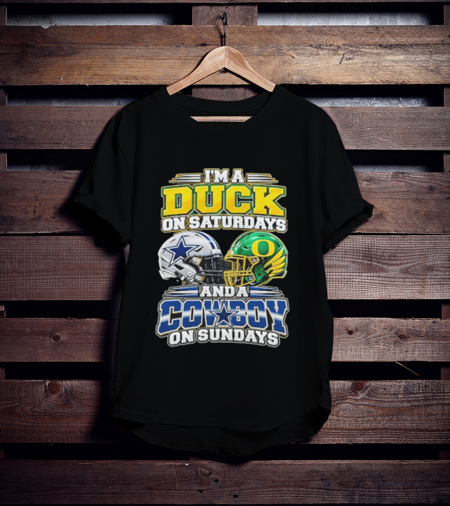 I'm A Duck On Saturdays And A Cowboy On Sundays Football Helmets T-Shirt