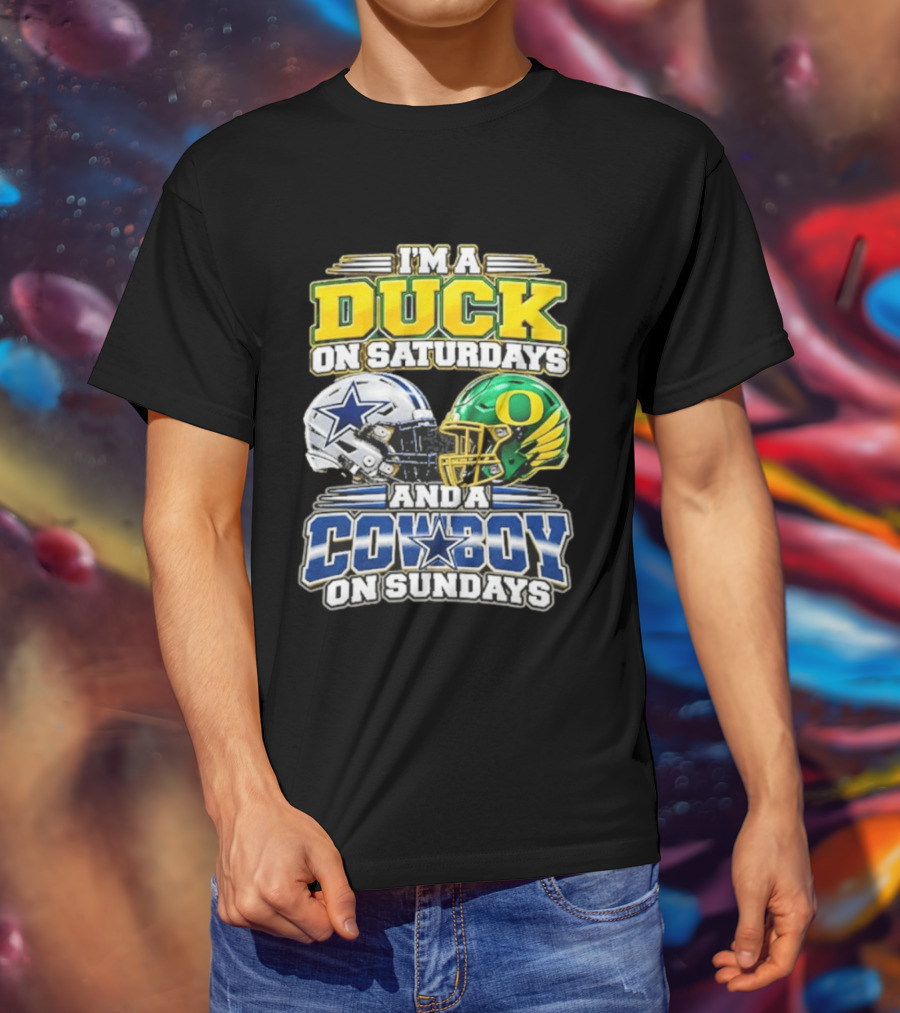 I'm A Duck On Saturdays And A Cowboy On Sundays Football Helmets T-Shirt