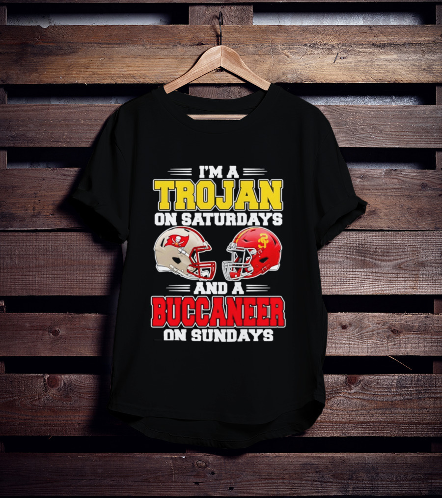 I'm A Trojan On Saturdays And A Buccaneer On Sundays Football Helmet T-Shirt