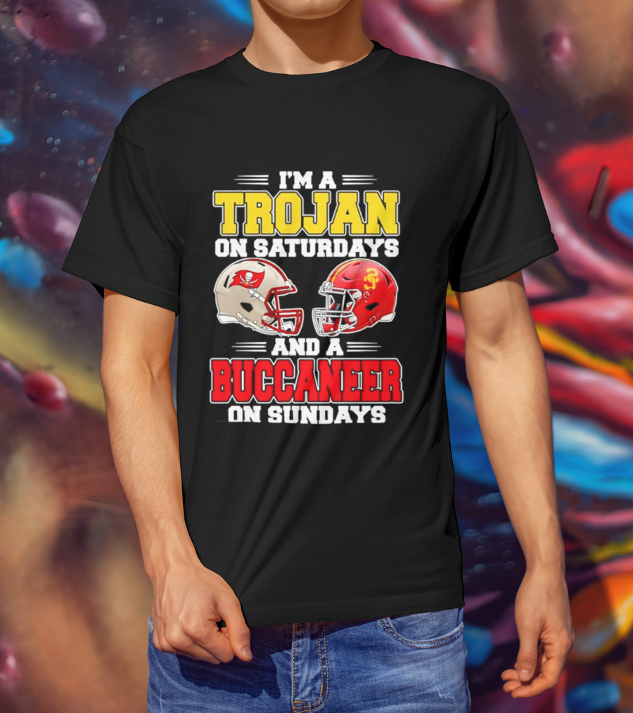 I'm A Trojan On Saturdays And A Buccaneer On Sundays Football Helmet T-Shirt