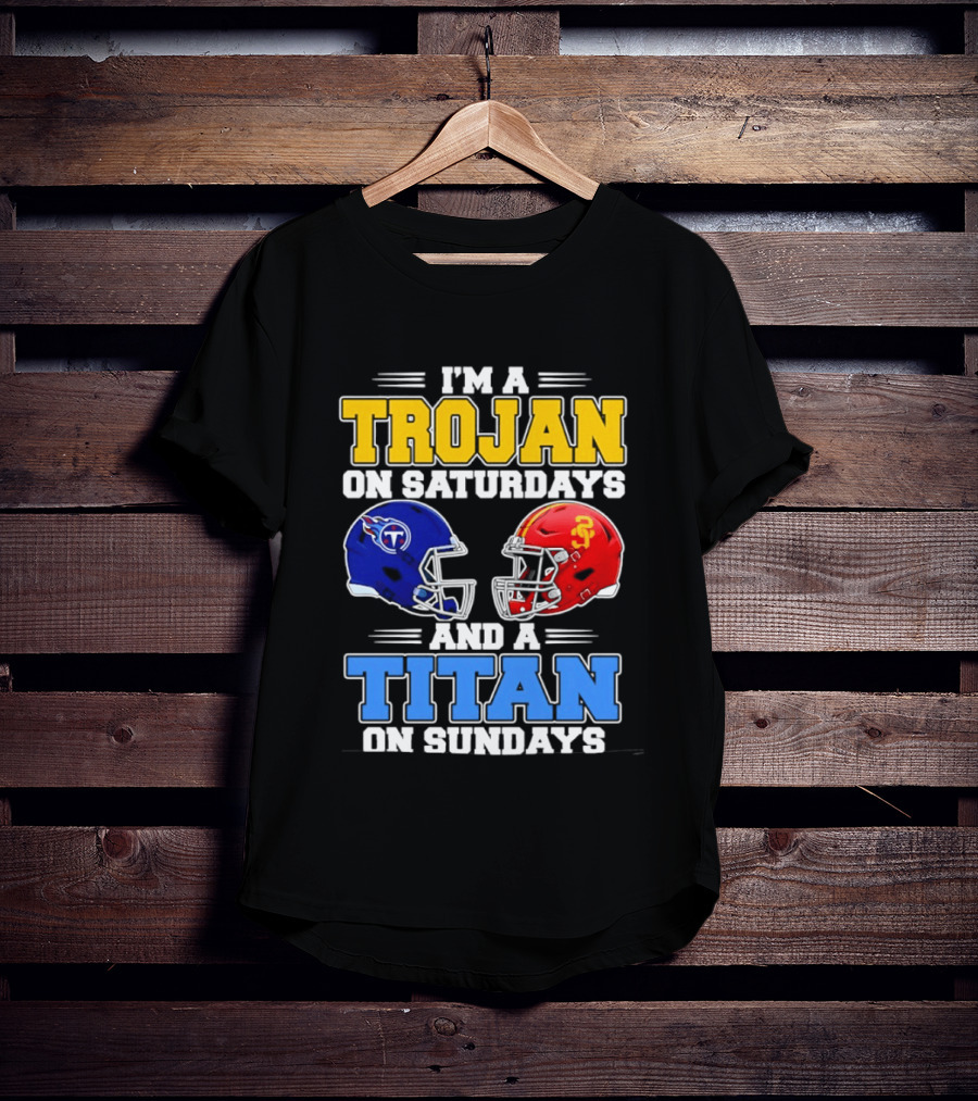 USC Trojans On Saturdays Titans On Sundays Football Helmets T-Shirt