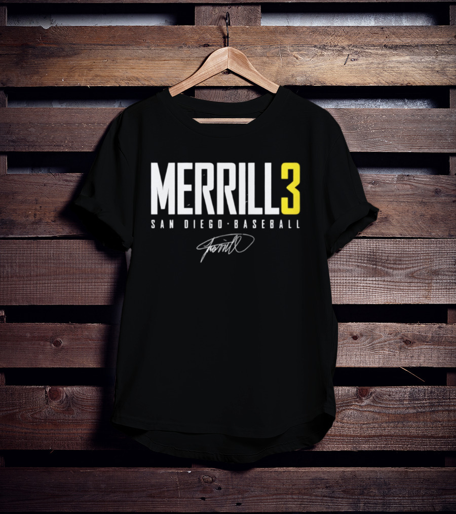 Jackson Merrill 3 San Diego Padres Name And Number Singature T-Shirt