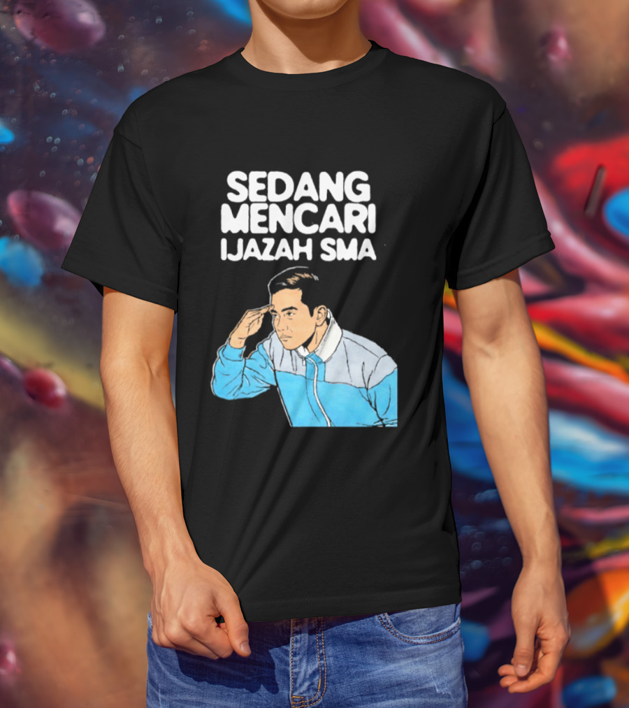 Sedang Mencari Ijazah SMA Man In Blue Jacket Visual T-Shirt