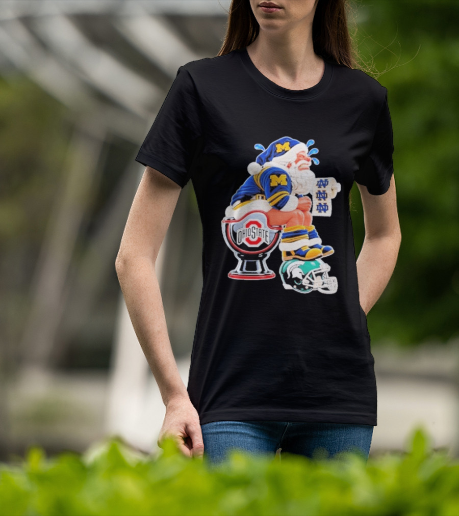 Michigan Santa Ohio State Toilet Notre Dame Paper Michigan State Helmet Football T-Shirt