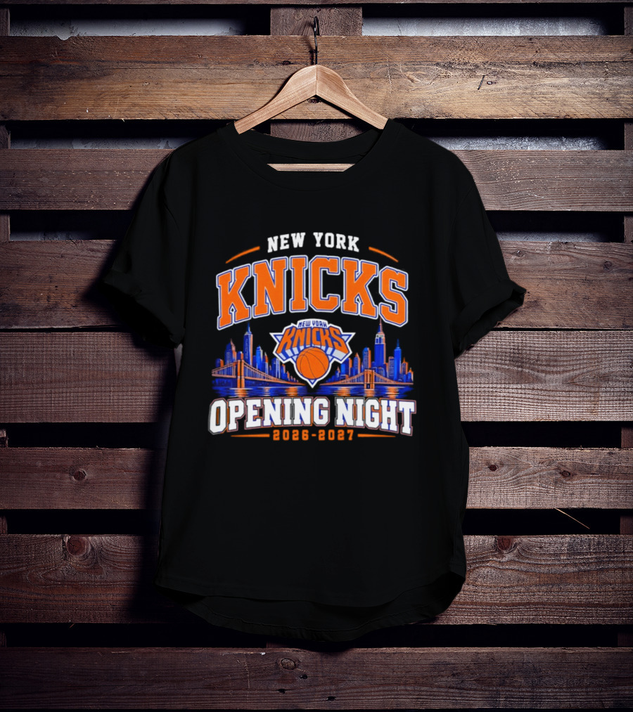 New York Knicks 2026 2027 Opening Night Basketball City Skyline T-Shirt