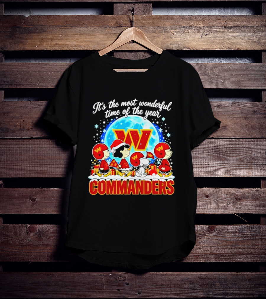 Peanuts Washington Commanders 2026 Christmas It's The Most Wonderful Time Of The Year T-Shirt
