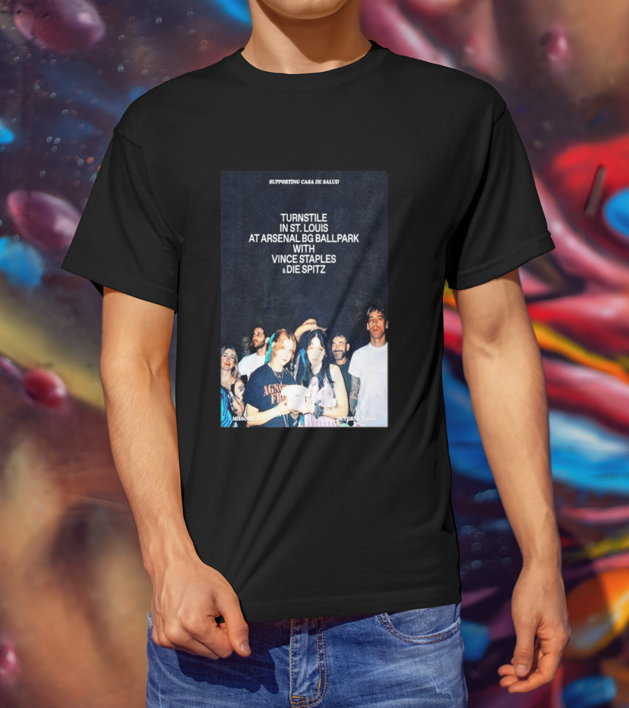 Turnstile St. Louis Arsenal BG Ballpark Vince Staples Die Spitz October 2026 Supporting Casa De Salud Missouri T-Shirt