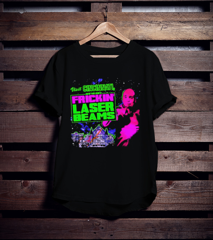 Visit Cincinnati Frickin' Laser Beams Retro Neon T-Shirt