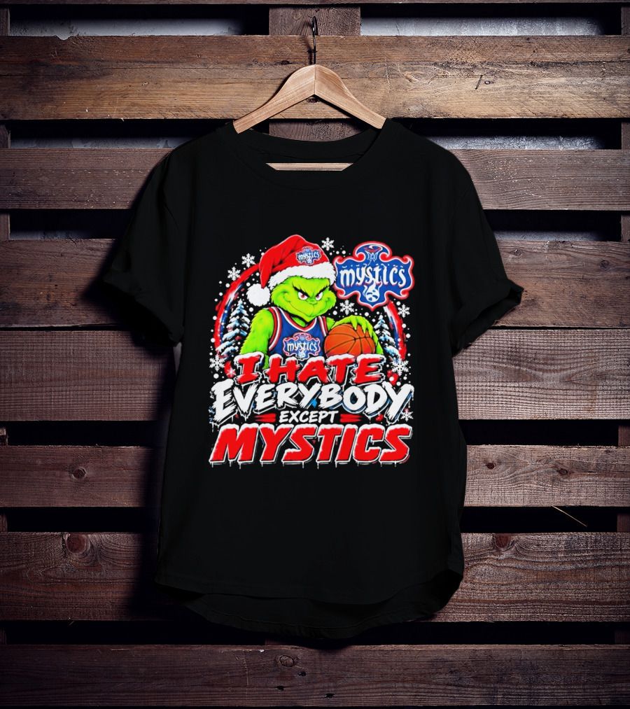 Washington Mystics I Hate Everybody Except Mystics Grinch Christmas T-Shirt