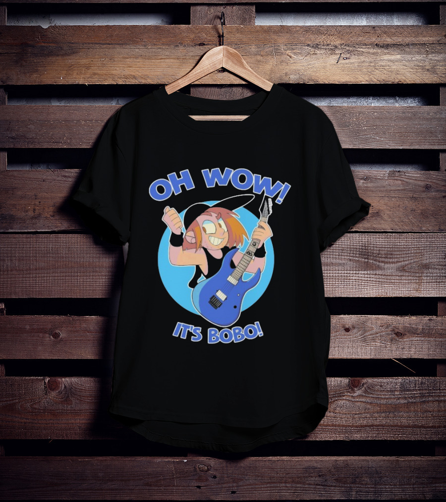 Oh Wow It's Bobo Alestorm Cartoon Character With Electric Guitar T-Shirt