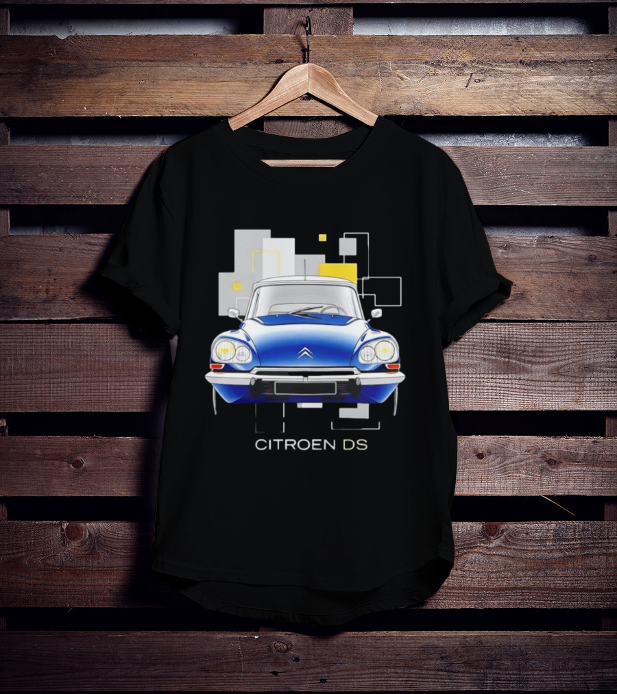 Citroën DS Classic Car Blue Front View Vintage Design T-Shirt