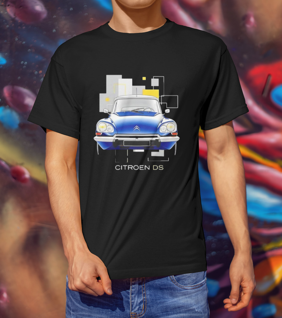 Citroën DS Classic Car Blue Front View Vintage Design T-Shirt