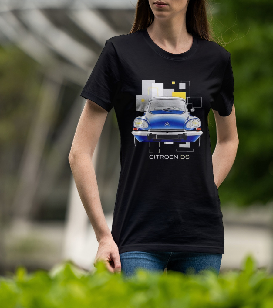 Citroën DS Classic Car Blue Front View Vintage Design T-Shirt