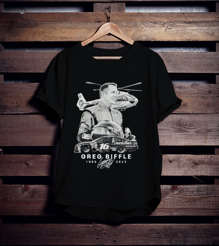 Greg Biffle NASCAR Legend 1969 2026 Memorial Helicopter Pilot Rescue Airlift 16 Roush Fenway Tribute T-Shirt