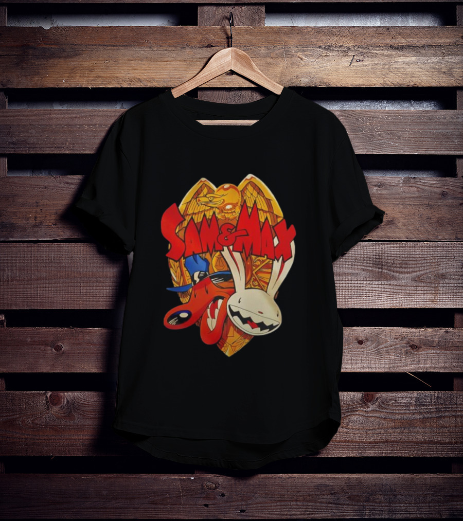 Sam & Max Freelance Police Badge Symbol With Cartoon Characters T-Shirt