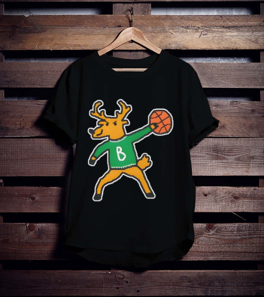 Milwaukee Bucks Vintage Mascot Deer With Basketball B Jersey T-Shirt