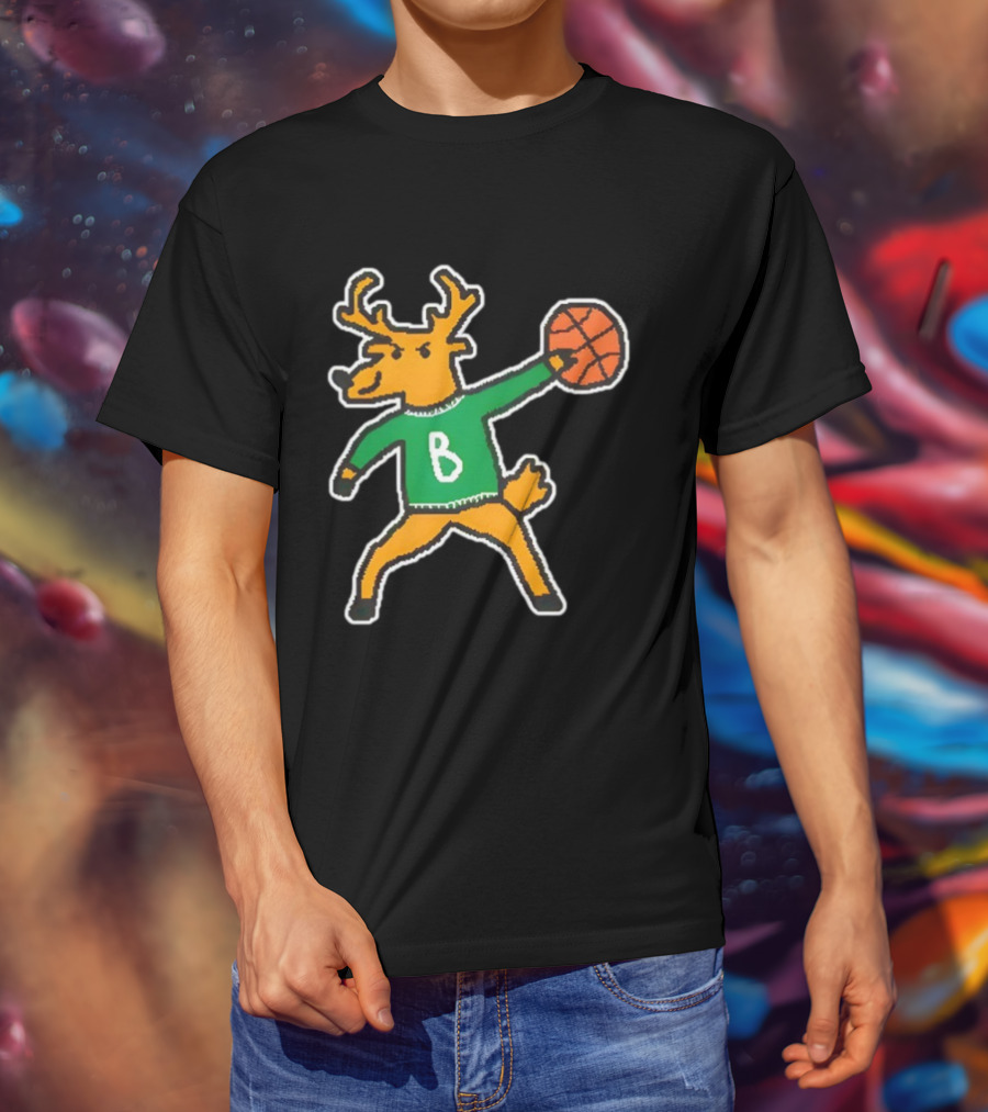 Milwaukee Bucks Vintage Mascot Deer With Basketball B Jersey T-Shirt