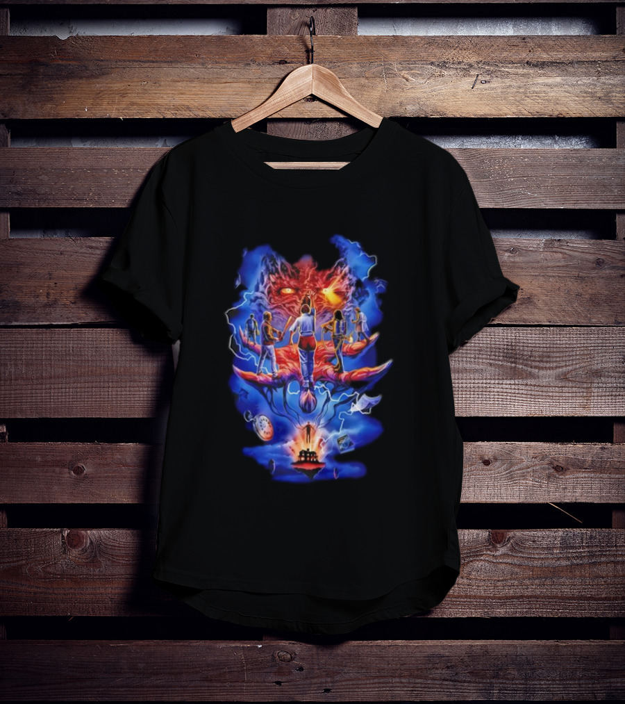 Stranger Things Fright Rags Upside Down Warriors Dramatic Art Adventure T-Shirt