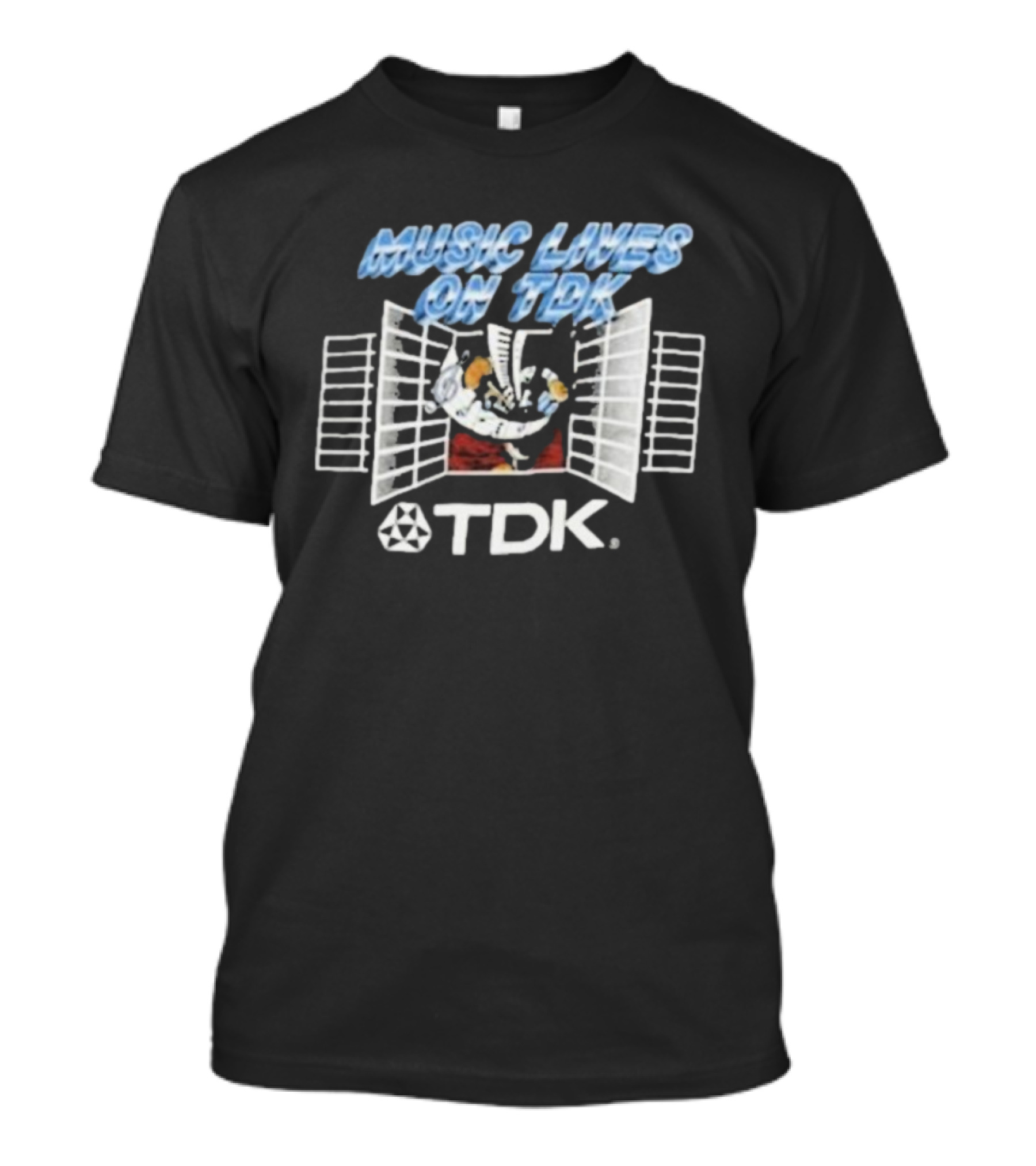 Music Lives On TDK Retro Cassette Player Stranger Things Harbour Jim Hopper T-Shirt