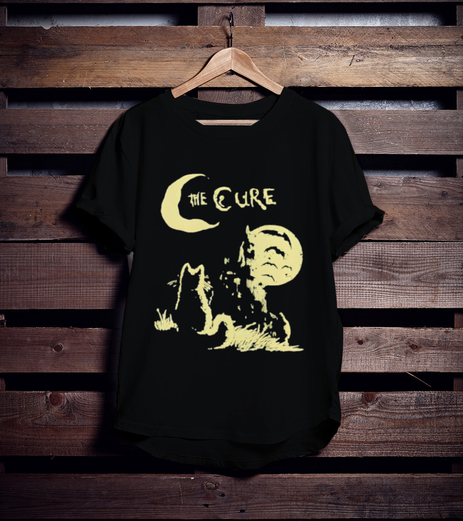 The Cure Cat Gothic Vintage Moonlit Night Scene T-Shirt