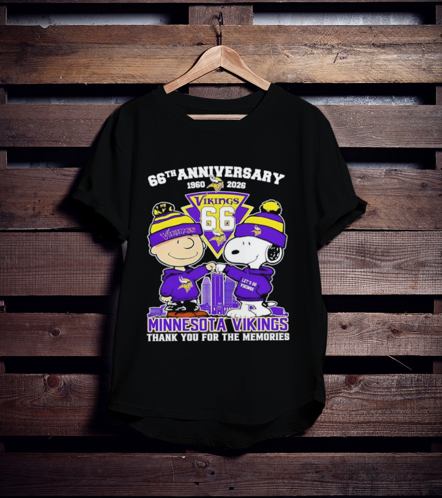 Peanuts Minnesota Vikings 66th Anniversary 1961-2023 Thank You For The Memories T-Shirt