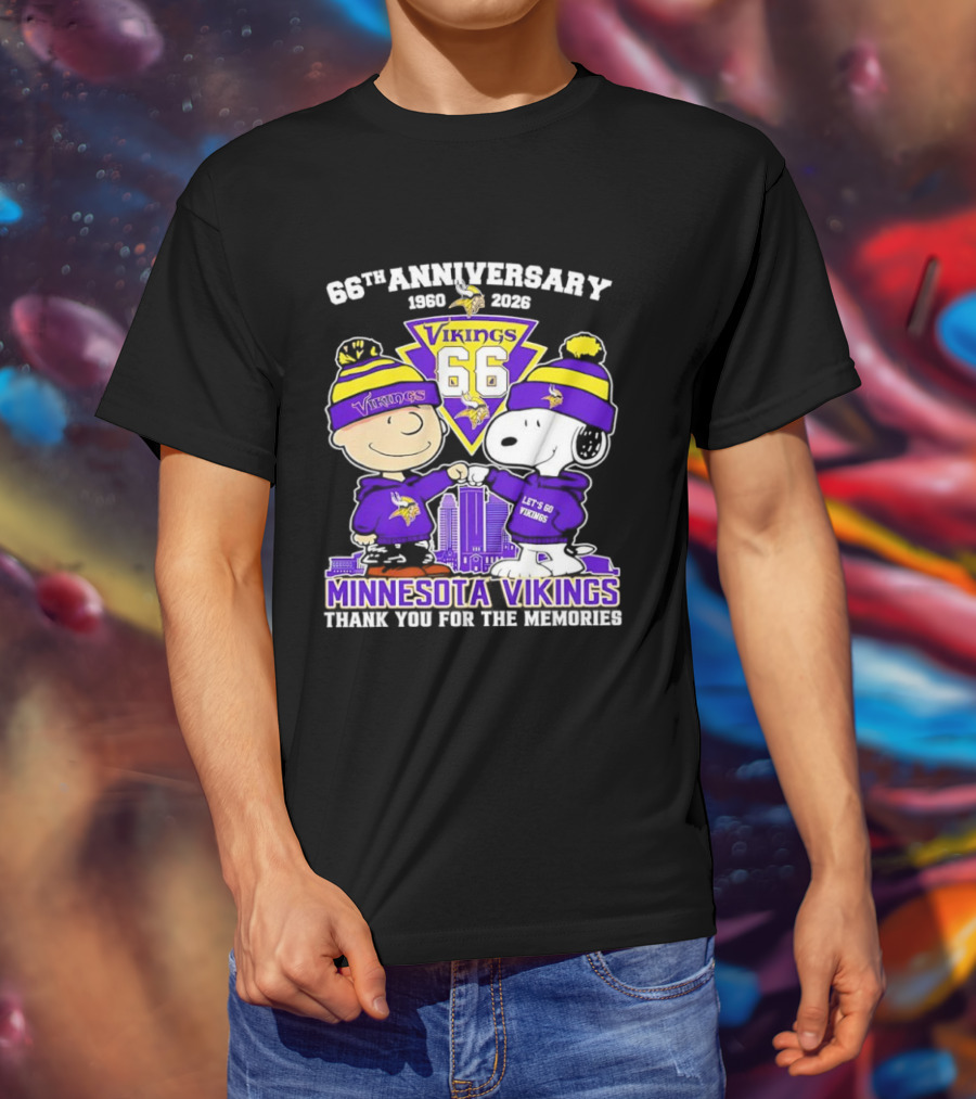 Peanuts Minnesota Vikings 66th Anniversary 1961-2023 Thank You For The Memories T-Shirt
